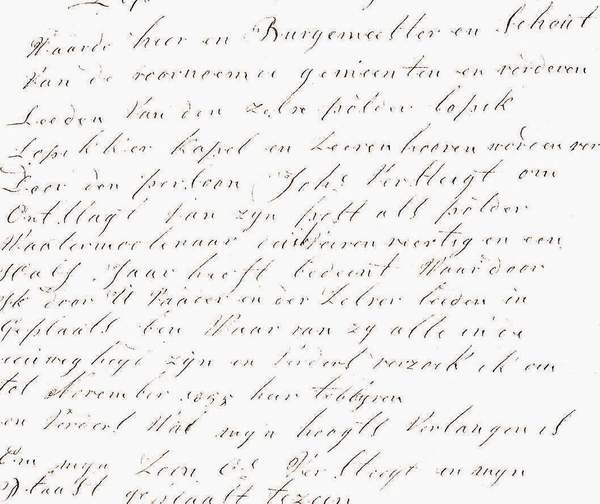 Brief uit 1855 van Johannes Versteegt aan het polderbestuur
